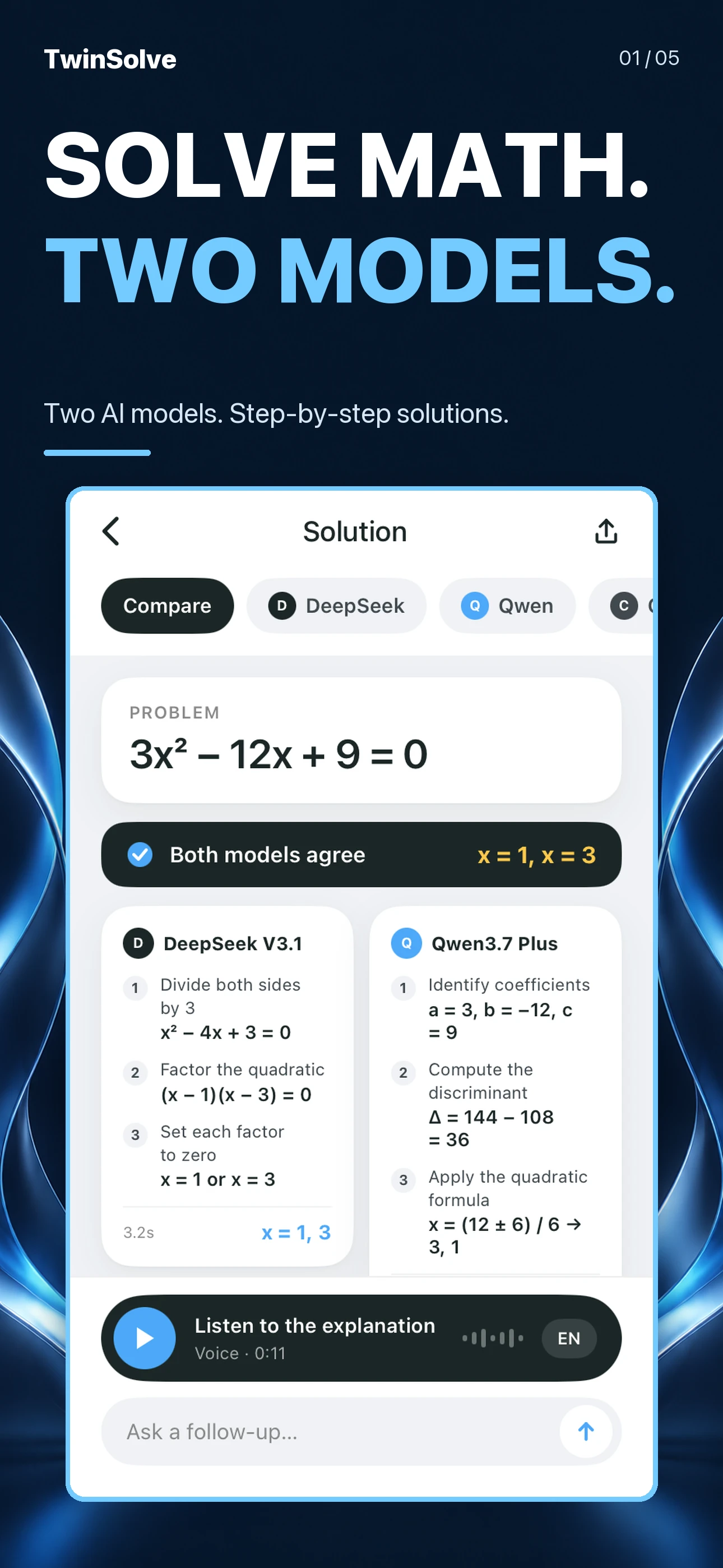 Current App Store artwork showing the actual side-by-side solution comparison