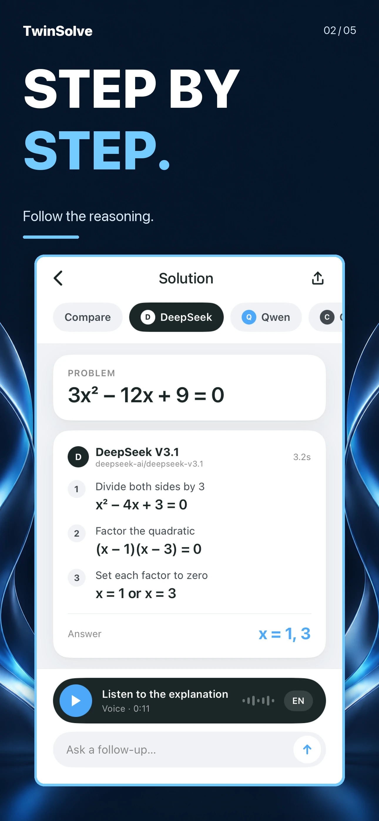 Current App Store artwork showing the actual step-by-step explanation view